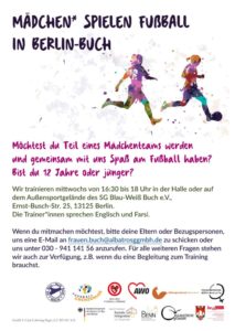 Fussball für Mädchen bis 12 Jahre @ Sportgelände SG Blau-Weiss Buch