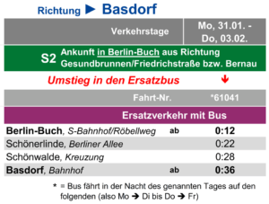 Änderungen/Ersatzverkehr RB27 Karow-Basdorf