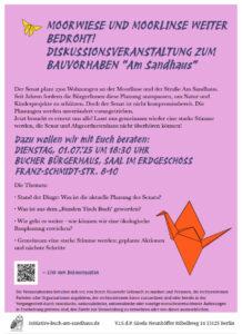 Veranstaltung zum Bauvorhaben "Am Sandhaus" @ Bucher Bügerhaus - Saal im Erdgeschoss